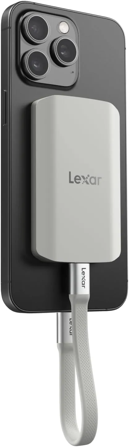Lexar ES5 SSD Portátil 2TB, USB 3.2 Gen2x2 hasta 2000 MB/s de Lectura/Escritura, Protección IP65, SSD Magsafe para Teléfono, Admite Fotografía Apple ProRes 4K (iPhone 15/16) y Galaxy S25 8K