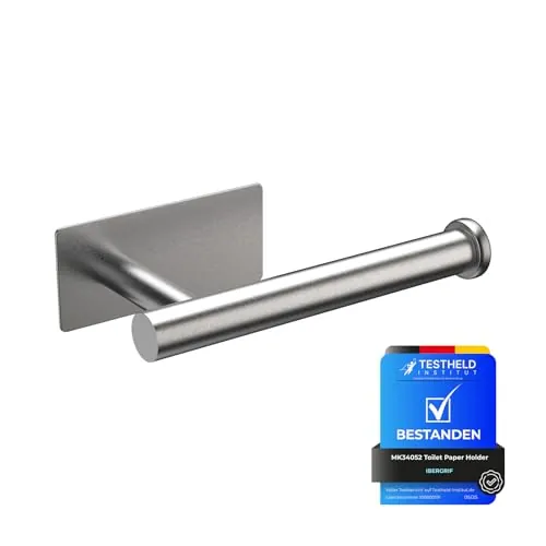 Ibergrif MK34052 Portarrollos Baño Autoadhesivo, Soporte Colgador, Acero Inoxidable, Redondo, Cepillado