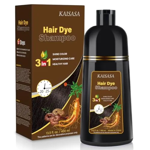 Champú Para tinte de Cabello Negro 3 en 1, Tinte Natural para el Cabello, Color Semipermanente para el Cabello, Tinte para Cabello Tratado para Mujeres y Hombres (Marrón castaño)