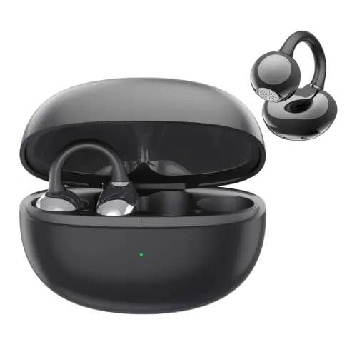 Auriculares Bluetooth inalámbricos, auriculares deportivos, Bluetooth 5.4, 8 horas de autonomía, ligero y estable solo 4,8 g, auriculares con clip abiertos, adecuados para deportes y correr (Noir)