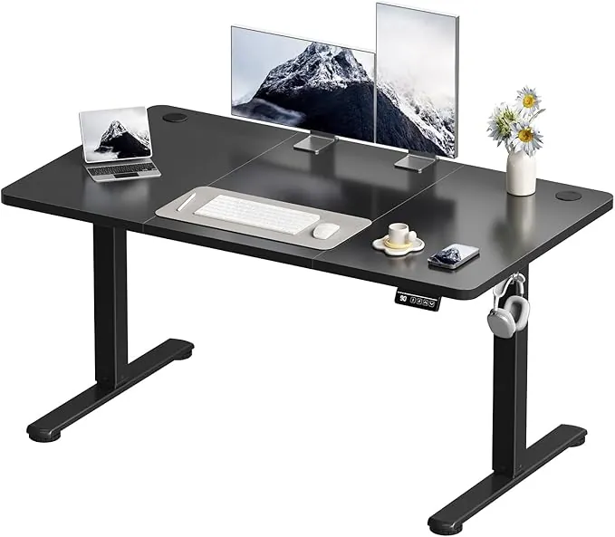 Devoko 120x60 cm Escritorio Regulable en Altura, Escritorio Elevable Eléctrico Telescópico Bidireccional, Escritorio de Oficinay Hogar, para Estudio en Casa con Tablero Ensamblado, Negro