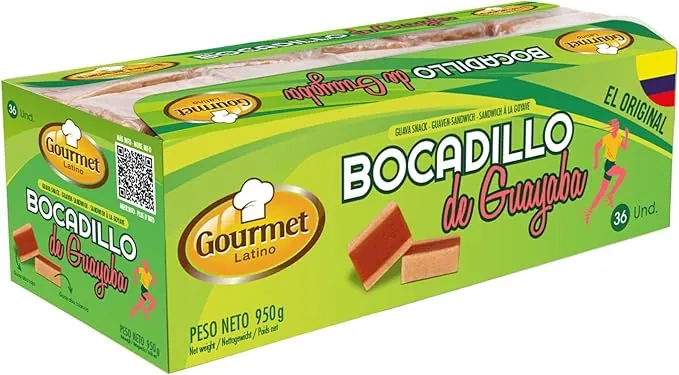 Pack de 36 Bocadillos de Guayaba - 950 g - Sabor Dulce - Alto Contenido en Vitamina C - Valor Energético 23g Hc por Bocadillo - Ideal para Ciclismo - Gourmet Latino