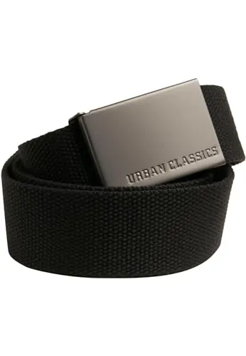 URBAN CLASSICS, Cinturón Canvas Unisex, Cinturón para Hombre y Mujer, Correa de Tela, Cinturón de Cuerda sin Agujeros, con Logo en la Hebilla Cuadrada, Distintos Colores