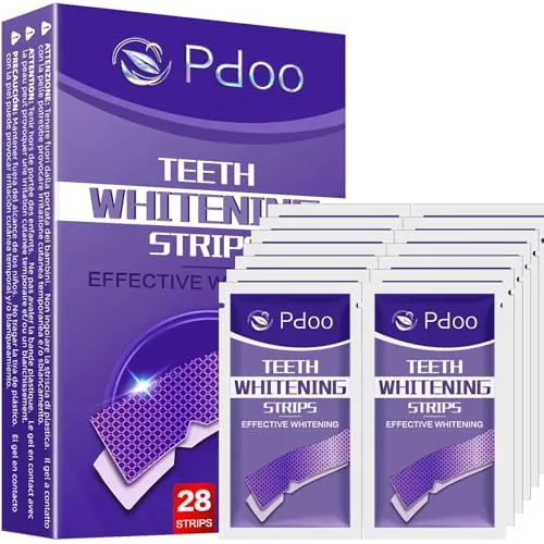 Tiras Blanqueadoras Dientes Moradas - 28 Tiras | Kit Blanqueador Dental Profesional con Tecnología Púrpura Correctora de Color | Blanqueamiento Dental Seguro para el Esmalte y Resultados Rápidos