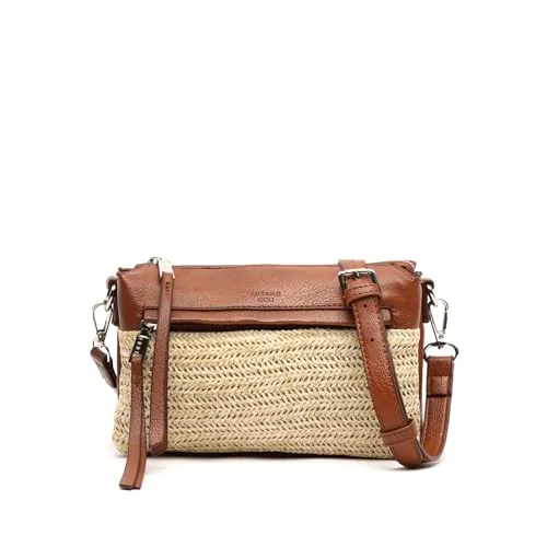 MISAKO Ranes bolso bandolera pequeño efecto rafia Mujer - Ranes Natural 15x6x21cm