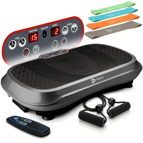 LifePro Waver Plataforma Vibratoria Vibración Adelgazar 10 Programas Gris | 99 Geschwindigkeitsstufen für individuelles Ganzkörpertraining zuhause – für Anfänger und Fortgeschrittene