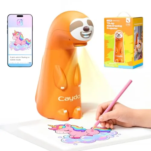 Caydo T3 Joy Proyector de Dibujo para Niños, Regalo desde los 4 Años | 120 patrones de dibujo guiados en 4 temas, Estudio creativo IA, Protección ocular certificada SGS, sin pantalla
