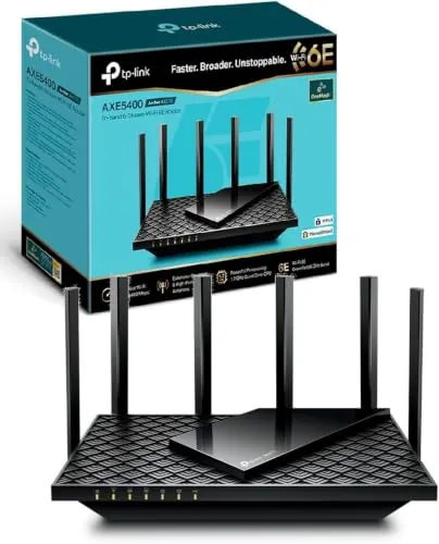 TP-Link Archer AXE75 - WiFi 6 Router AX5400 mbps, 512mb RAM, WiFi 6E, Triple Banda, 6GHz/5GHz/2.4GHz,Gigabit, CPU Quad-Core 1,7GHz,Puerto USB 3.0, Compatible con Alexa,Compatible con OneMesh