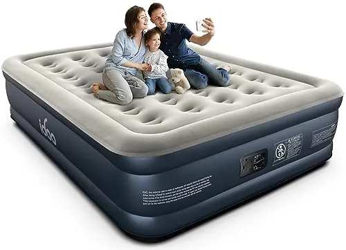 iDOO Colchón Hinchable, Colchon Inflable con Bomba de inflado y desinflado en Tan Solo 3 Minutos, Colchón Inflable para el hogar, Viajes y Camping, 152x203x46cm. Peso máximo:295Kg (Cama Matrimonial)