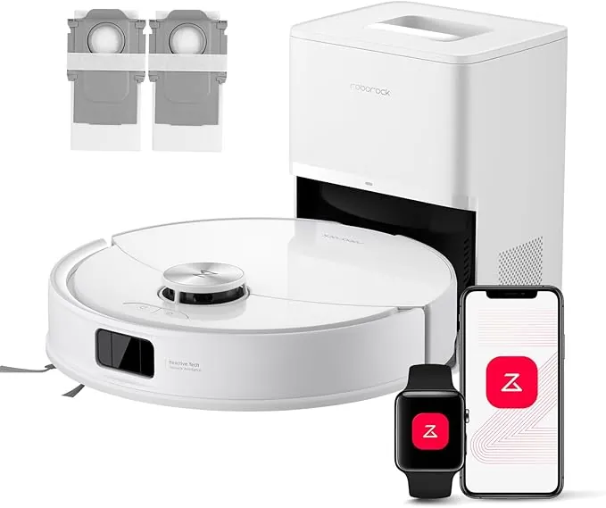 roborock Q10 S5+ Set Robot Aspirador y Fregasuelo 2 en 1 de 10000 Pa, Doble Sistema Antienredos, Obstacle Avoidance, 7 Weeks Self-Emptying, Navegación PreciSense LiDAR, Control por App, Blanco