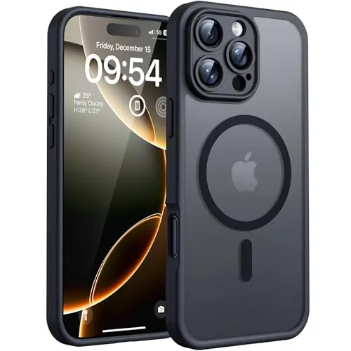 TOCOL Funda para iPhone 16 Pro, Compatible con MagSafe, Titanio Negro