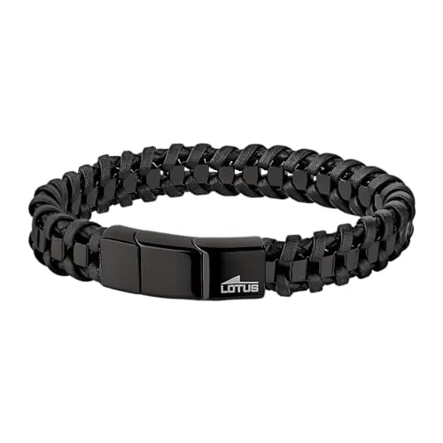 LOTUS STYLE Pulsera Hombre Acero Inoxidable 316L Brazalete de Diseño Sofisticado, Confortable y Resistente al Agua - Pulseras Hombre - Negra 228.00 mm LS2094-2/1 - Regalo de Cumpleaños, Día del Padre