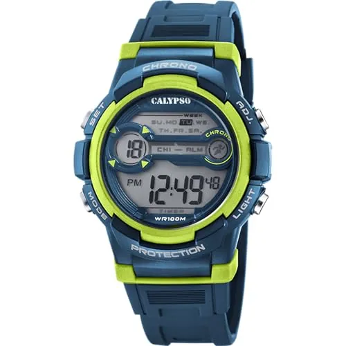 CALYPSO Reloj Infantil K5808/3 Digital Crush Caja de Caucho Multi Correa de Caucho Azul