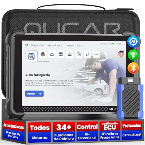mucar OBD2 Diagnosis con AI Assist, 892BT Diagnosis Coche Multimarca con 34 Funciones De Reinicio + Todos Sistema, OBD2 Diagnóstico para Control Bi-Direccional/Codificación ECU-Actualización Gratuita