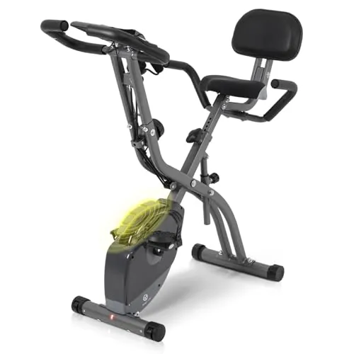 Bicicleta Estática Plegable con Resistencia Magnética Ajustable en 10 Niveles | Bicicleta Estática Plegable Vertical y Recostada para Uso Doméstico, Equipo de Ejercicio para Entrenamiento en Casa