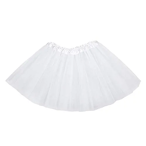 MUNDDY® - Tutu Elastico Tul 3 Capas 30 CM de Longitud para niña Bebe Distintas Colores Falda Disfraz Ballet (Blanco)