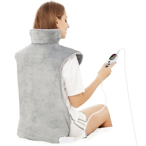 Almohadilla Térmica para Espalda y Cuello 60×100cm, 6 Niveles de Calor, Temporizador de Apagado Automático de 2 Horas, Calentamiento Rápido, Cinturón, Franela, Oficina y Hogar, Lavable a Máquina