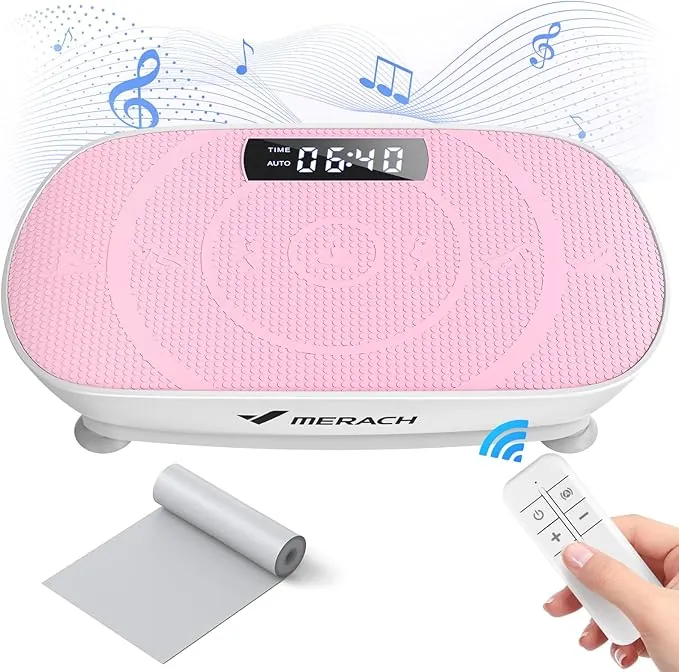 MERACH Plataforma Vibratoria, Potente Plataforma Vibración Muscular para Musculación y Moldeado, Control Automático de Velocidad, Altavoz Bluetooth Incorporado