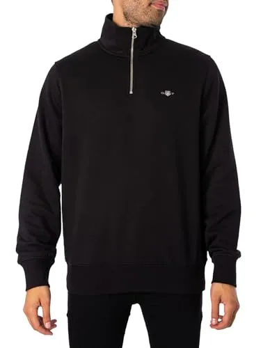 GANT Sudadera Reg Shield con Media Cremallera para Hombre, Negro, L