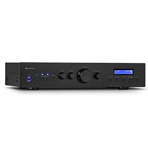 Auna Amplificador Audio Bluetooth para Equipo de Musica, Amplificador HiFi, AV y Control de Agudos y Bajo, Amplificadores Sonido con Subwoofer, 2 Canales de Audio y Altavoz con Mando a Distancia