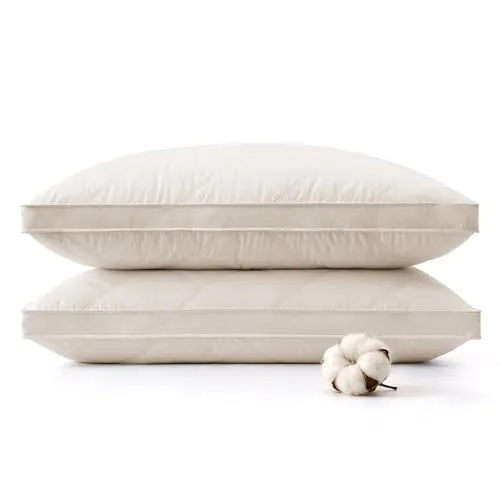 Deodar 2 Almohadas de Plumón, Funda de Algodón, 50 x 75 x 5 cm