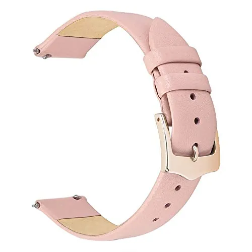 EACHE Correas de Reloj de Cuero Rosa para Mujer Correas de Reloj de Cuero Fino de 14 mm de liberación rápida para Damas con Hebilla de Oro Rosa