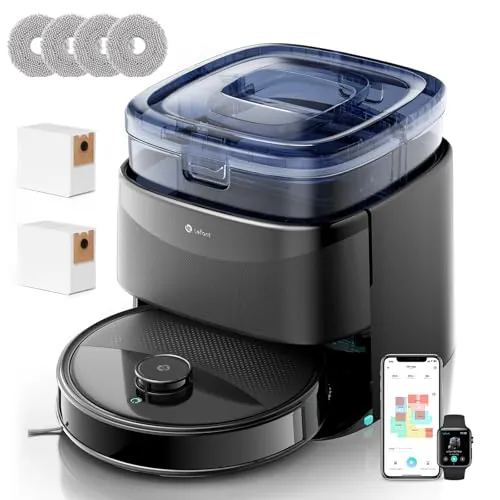 Lefant Robot Aspirador y Friegasuelos con Base 4 en 1 de Autovaciado M3 MAX