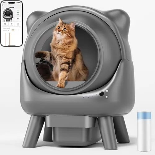 Redkey X1 Arenero Gatos Autolimpiable, 95L Arenero Eléctrico Automático para Gatos, Eliminación de Olores, Control App, Compatible con Todo Tipo de Arena, para Hogares con Múltiples Gatos (Gris)