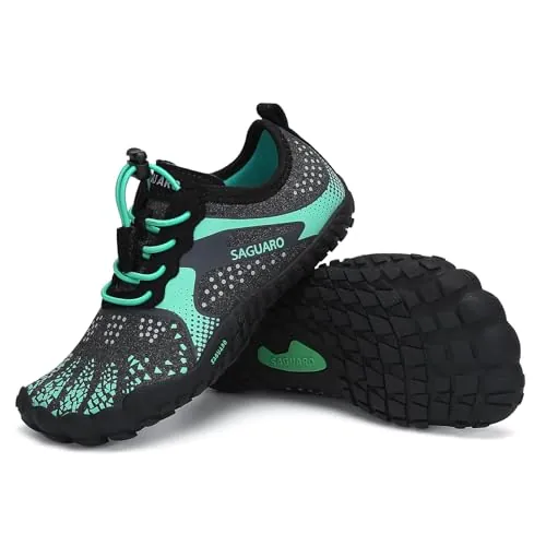 SAGUARO Barefoot Zapatillas Niño Minimalistas Zapatillas Niña Escarpines Barefoot Zapatos Minimalistas Zapatillas Deporte para Wide Tox Box Verde,Gr.34