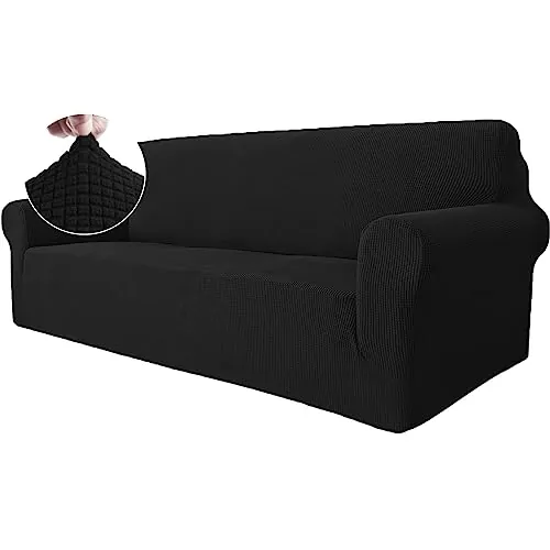 Ystyle Funda Sofa 3 Plazas, Fundas Sofa Elasticas, Negro