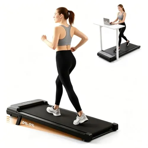 VZYTV Cintas de Correr Walking Pad con Inclinación 5% para Casa y Oficina | Funcionamiento silencioso <45dB, velocidad 1‑6 km/h, superficie amplia para uso motor 2,5HP, carga 130KG, pantalla LED