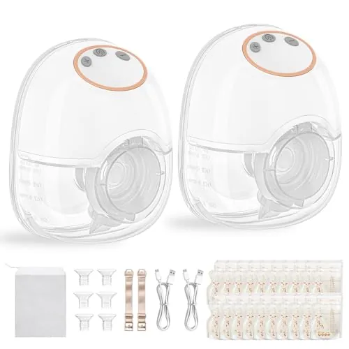 TOPCHANCES Sacaleches Eléctrico Manos Libres,Extractor De Leche Materna Portátil con 4 Modos y 12 Niveles Extractor de Leche Materna de 180ml Menos,Bajo Ruido,Libre BPA,Brida Doble Sellado(2,Blanco)