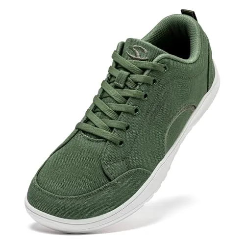 HOBIBEAR Zapatos Barefoot para Hombre y Mujer Punta Ancha Minimalistas Unisex de Lona Antideslizantes para Caminar(Verde,EU 46)