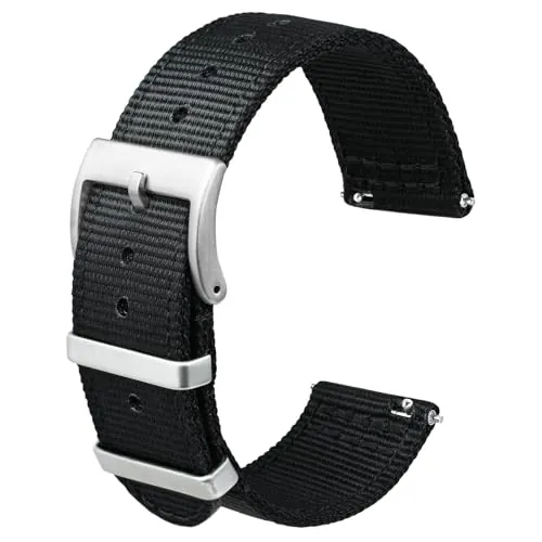 Anbeer 22mm Correa de reloj de nylon de dos piezas y cierre rápido con hebilla de metal, pulsera de reloj de nylon tejido de doble capa