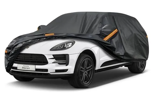 Kayme Funda Coche Exterior, Compatibles con Porsche Macan (2014-2025), Cubierta para Coche Impermeable Transpirable Anti-UV Antipolvo de 7 Capas, Cubre Coche con Cremallera y Forro de Algodón.
