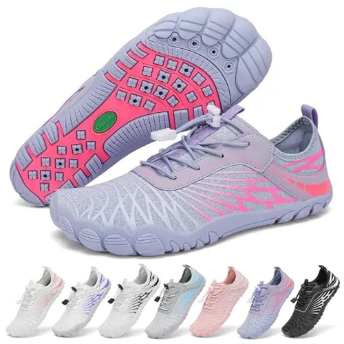 SAGUARO Barefoot Zapatillas Mujer Escarpines de Agua Secado Rápido Zapatos Minimalistas Ligeras Calzado Descalzos con Puntera Ancha, Morado Oscuro, 38 EU