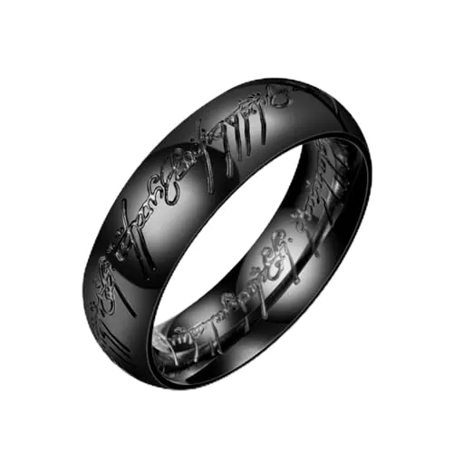 Anillo de titanio de acero 3D tallado de «El Señor de los Anillos», chapado en oro de 24 quilates, titanio chapado en oro de 24 quilates, anillo de acero inoxidable para hombre chapado en oro de 24