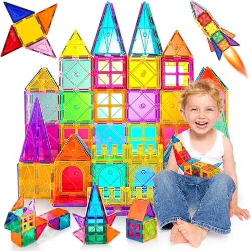 Bloques de construcción magnéticos para niños 80 piezas Bloques de construcción educativos 3D Imanes Juego de niños Juguetes para niños STEMS Creatividad Montessori