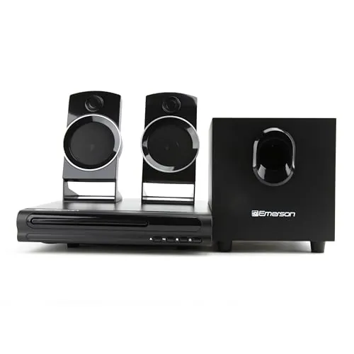 Emerson ED-8050 Reproductor de DVD de cine en casa de 2.1 canales y sistema de sonido envolvente con subwoofer, salida HDMI, reproducción USB y altavoces duales, ideal para una experiencia inmersiva