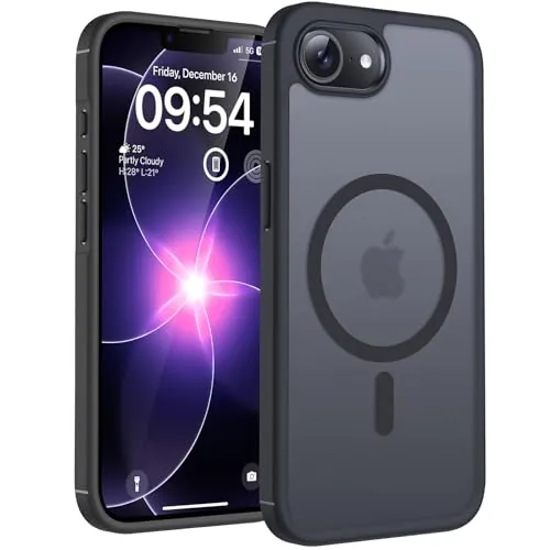 TOCOL Funda para iPhone 17e, Protección Lente Cámara, Compatible con Magsafe, Protección contra Caídas, Translúcida Mate Trasera, para iPhone 17 e 6.1 Pulgadas, Titanio Negro