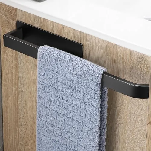 OETAMS Toalleros de Baño Sin Taladro, 304 Acero Inoxidable Toallero Adhesivo Baño, Toallero para Pared Estable de un Elegante Cepillado Negro