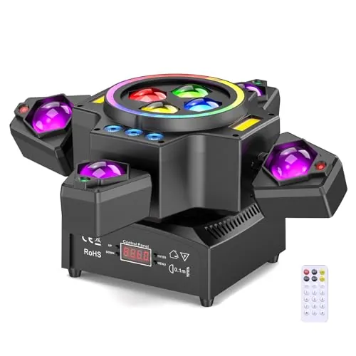 Cabeza Móvil LED 150W con control remoto RGBW Luz de Fiesta Gobos Luces Discoteca DMX Iluminación de Escenario para Bar DJ Disco Bodas Club Cumpleaños