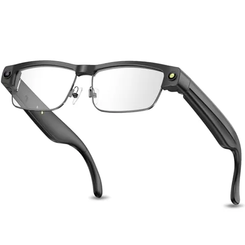 Gafas inteligentes Bluetooth con cámara HD, grabación 1080P, audio de oído abierto, micrófono ANC, música, llamadas y asistencia de voz con traducción, gafas de sol con protección UV para hombre mujer