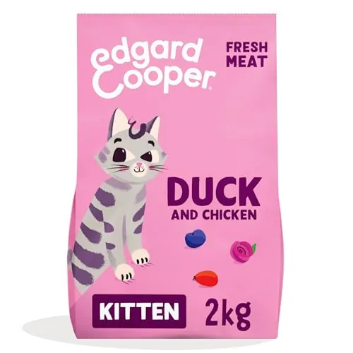 Edgard & Cooper Comida para Gatos Esterilizados o Activos Comida Gatos Gatitos Junior Natural Sin Cereales 2kg Pato & Pollo, Fácil de digerir, Alimentación Sana Sabrosa y Equilibada