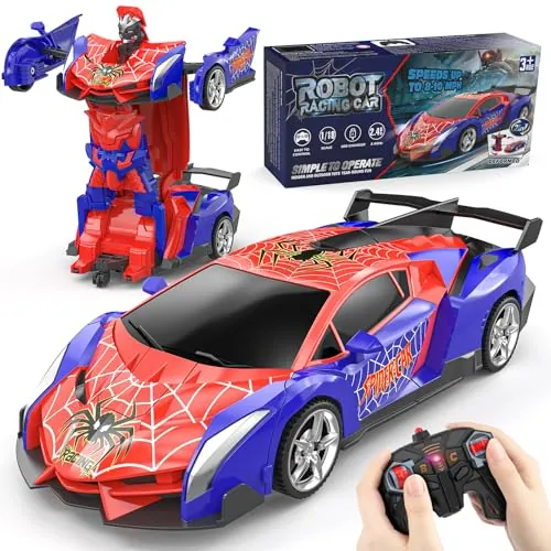 Coche Teledirigido Robot Transformar, Spider RC Carro Juguete Niño