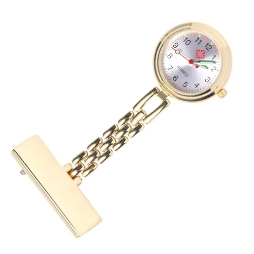 Holibanna Reloj De Bolsillo De Enfermera Diseño De Pin De Seguridad Reloj Luminoso De Aleación De Zinc Colgante para Doctor Color Rosa Dorado para Uso Diario