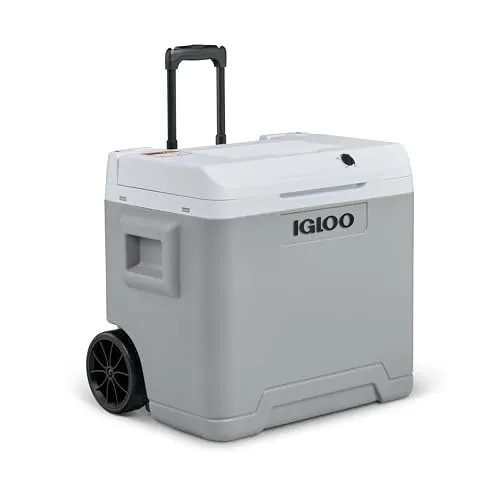 IGLOO IE42 Nevera Eléctrica, 12V y 230V, 42L – Mini Frigorífico Compacto para Coche, Camping, Viajes, Barco y Festivales – con Ruedas, Asa Telescópica, Compartimento para Cables y Modo Eco/MAX