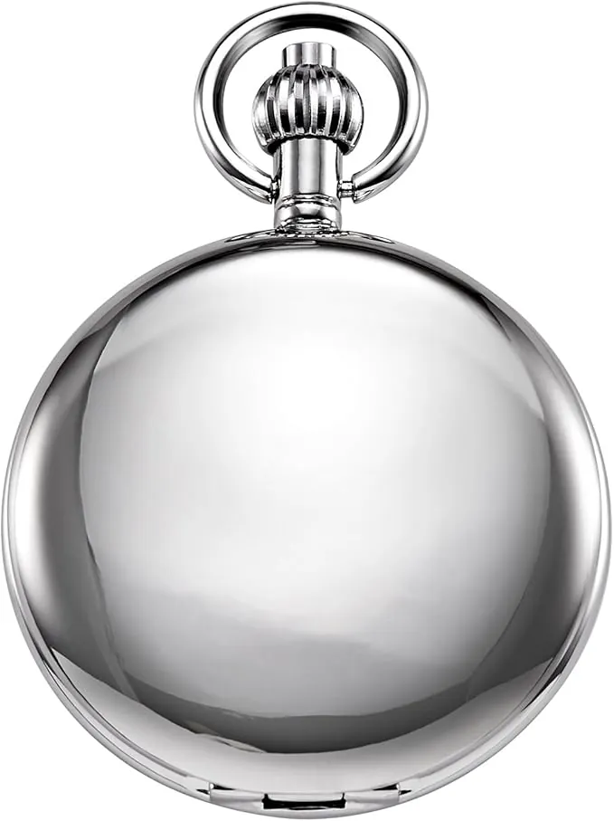 TREEWETO Relojes de bolsillo para hombre y mujer, reloj de bolsillo mecánico antiguo en dorado/plata con cadena, plata, Antiguo