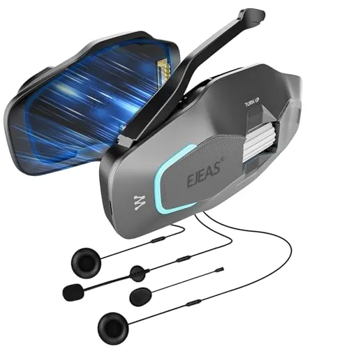 SolaMr X10 Intercomunicador Moto, Mesh 4.0 Freecom para 2-10 Personas, Bluetooth 5.1 Intercom con una Gran Distancia de hasta 1500 m, Red Integrada con Teléfono Móvil sin Límite de Distancia - Plata