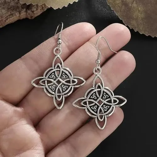 Pendientes con colgante de nudo celta con nudo de bruja wiccano retro punk para hombres y mujeres, amuleto irlandés de moda, regalos de joyería